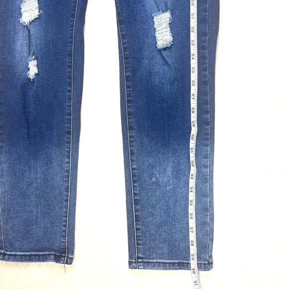 Bamboo Womens Distressed Straight Mid Rise Blue Denim Jeans Size 16 - Picture 11 of 16